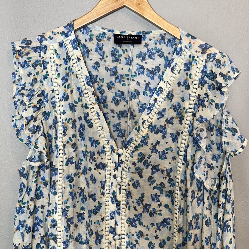 Lane Bryant Ruffle Sleeve Button Down Top - Picture 6 of 6